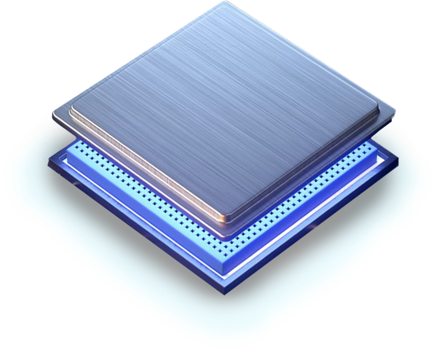 Elemento grafico decorativo a forma di chip per l’intelligenza artificiale