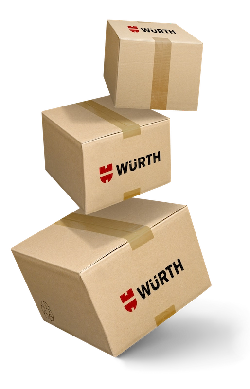 Illustrazione con pacchi Würth impilati – Elemento grafico Lean Production