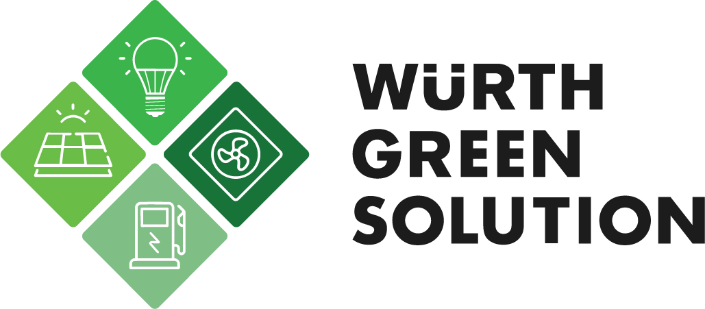 Logo della divisione Würth Green Solution, con icone verdi dedicate alla sostenibilità